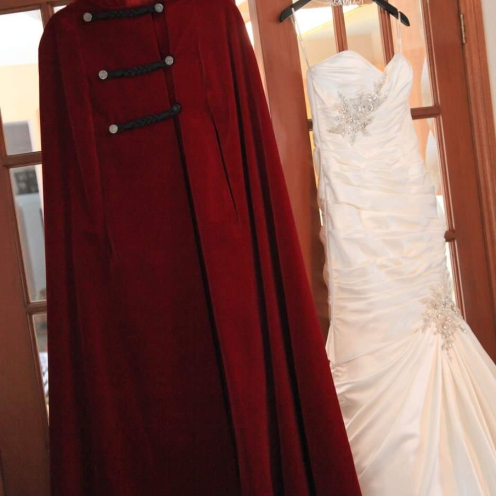 Red velvet cape with hood